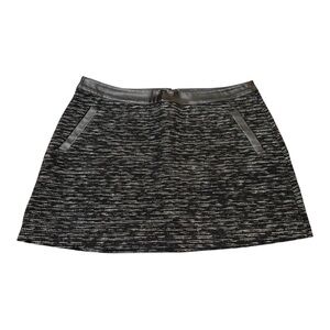 Frenchi Black & White Textured Skirt XL Faux Leather Waistband